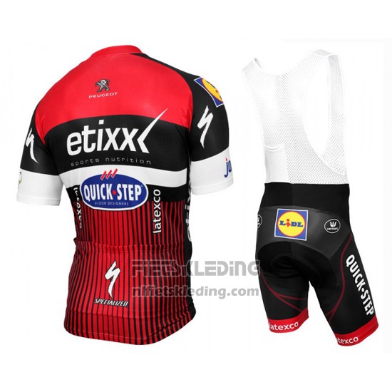 2016 Fietskleding Etixx Quick Step Rood en Zwart Korte Mouwen en Koersbroek